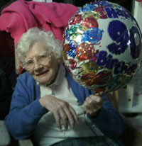 Elderly resident's birthday at Barn Park Dementia Care Home image of a dementia resident's birthday